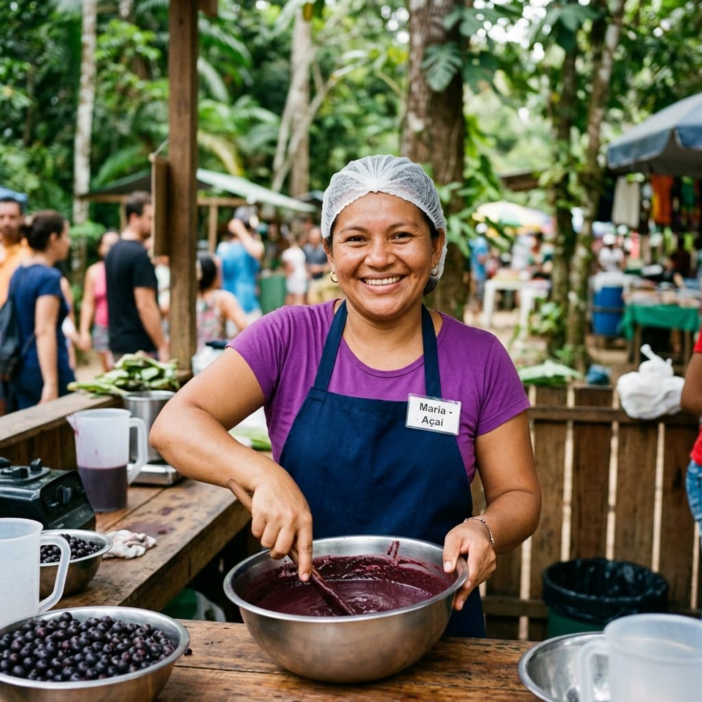 Açaí sendo batido em uma batedeira